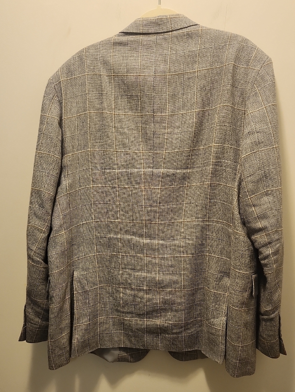 Stafford Sport Coat Blazer Mens Size 50 R Linen Cotton Blend Blue Window Pane - Picture 8 of 10